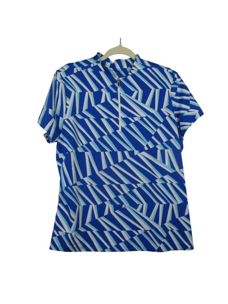 Tail Geo Print Short Sleeve Zip Golf Polo Shirt Blue Xl Womens Pickleball Tennis